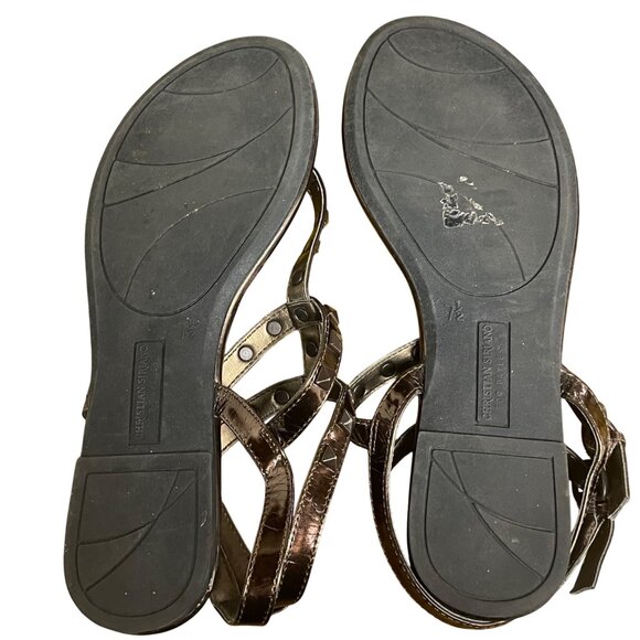Christian Siriano Payless Rock Stud Metallic Thong Double Strap Sandals Sz 7.5 - Picture 6 of 7